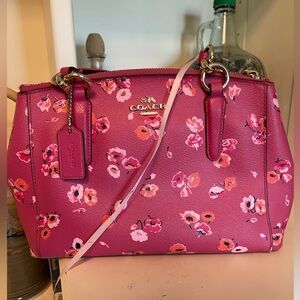 Coach Pink purse with the coach poppy